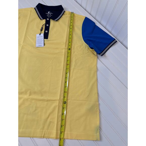 NWT Veboon Dynamic Flex Polo Shirt Mens Yellow Colorblock Moisture Wicking XL - Picture 3 of 5